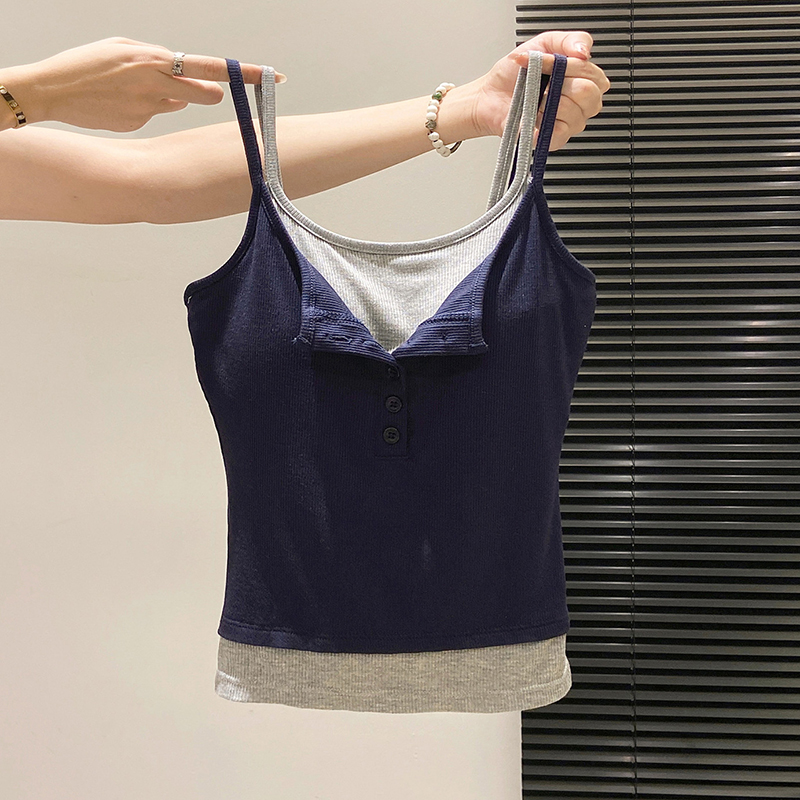 Street Fashion Korean Girl - Faux Camisole deux pièces pour femmes,