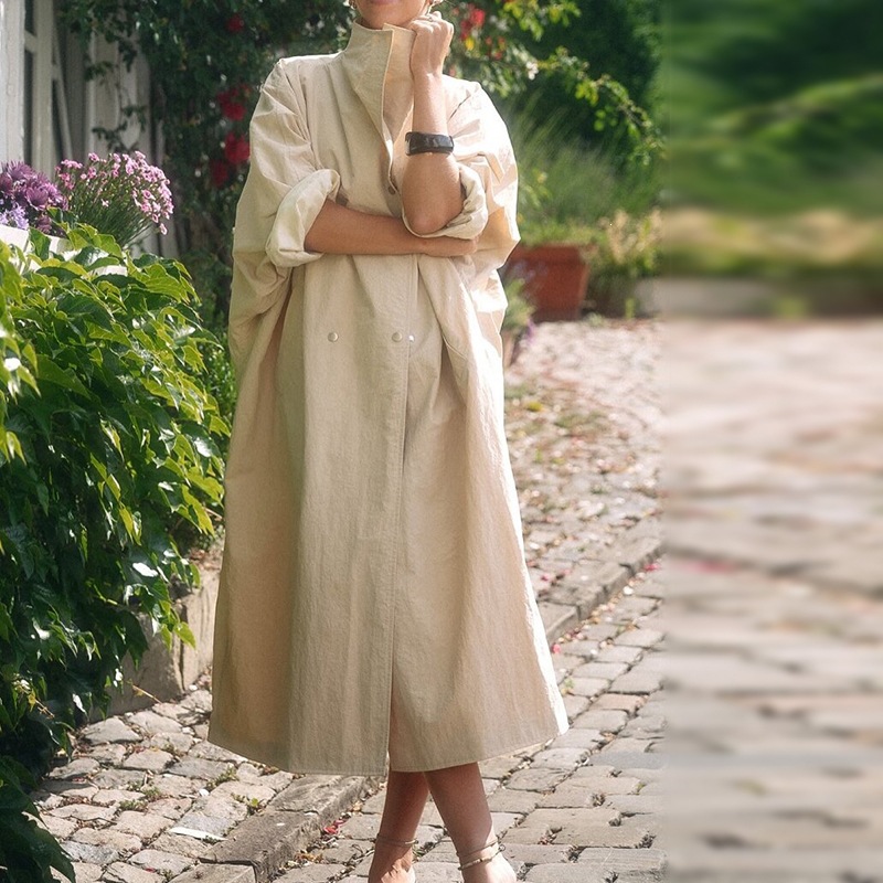 Street Fashion Look - Manteau long à col montant pour