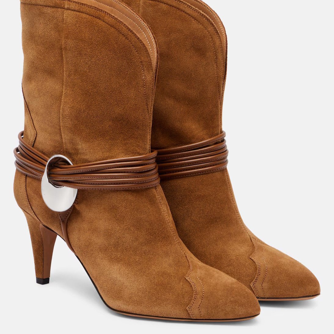 Street Fashion Look - Bottines occidentales en daim pour femmes,