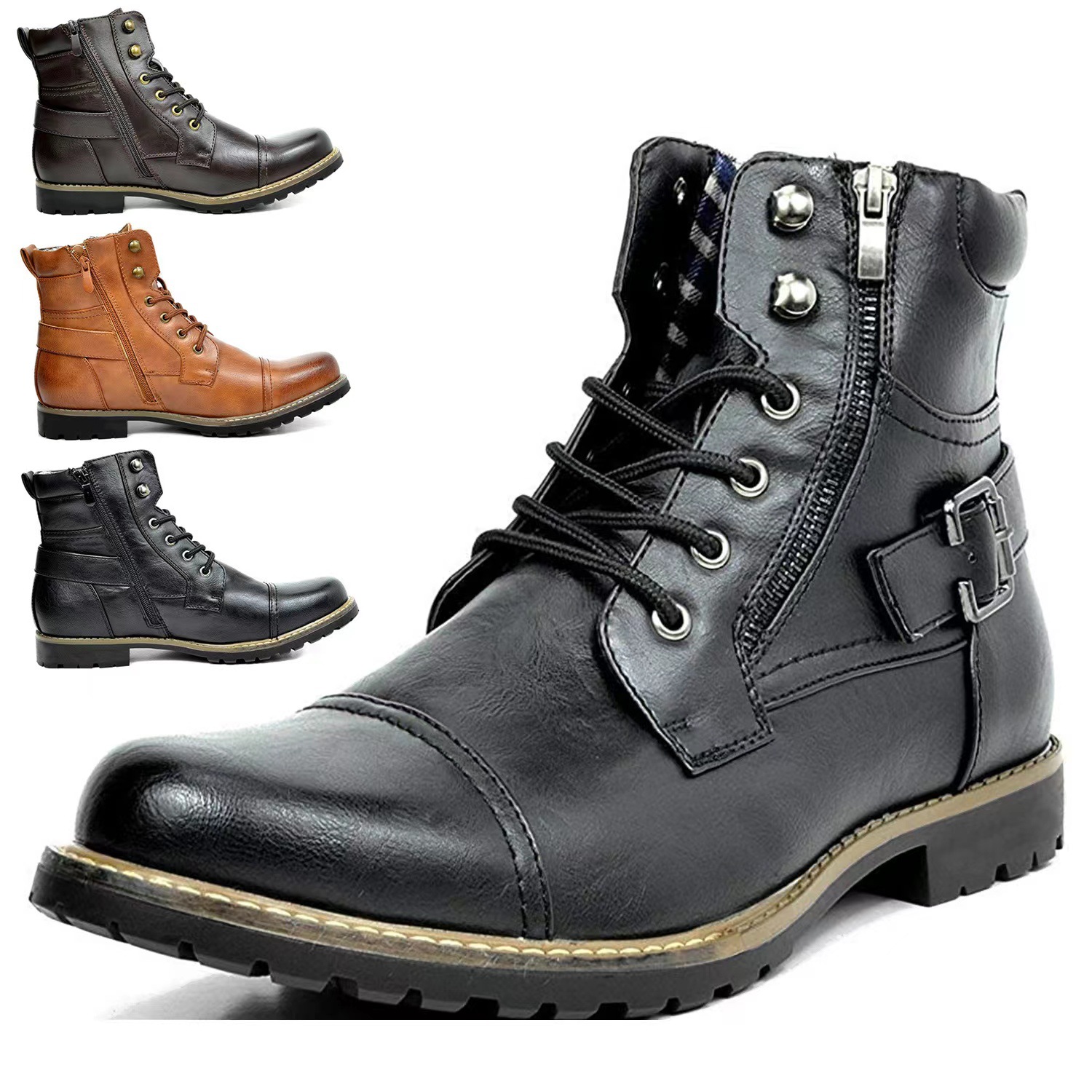 Street Fashion Look - Bottines en cuir multicolores pour hommes,