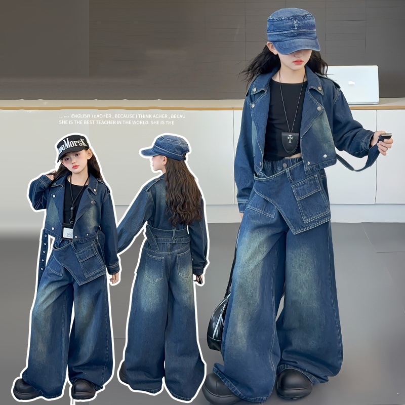 Street Fashion Korean Girl - Ensemble de vêtements en Denim pour