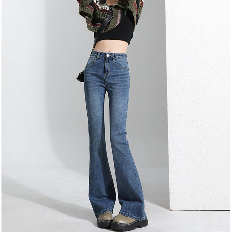 Street Fashion Korean Girl - Jean évasé classique coréen pour femme,