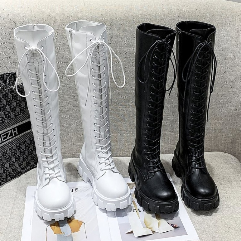 Street Fashion Female - Bottes hautes pour femmes à lacets,