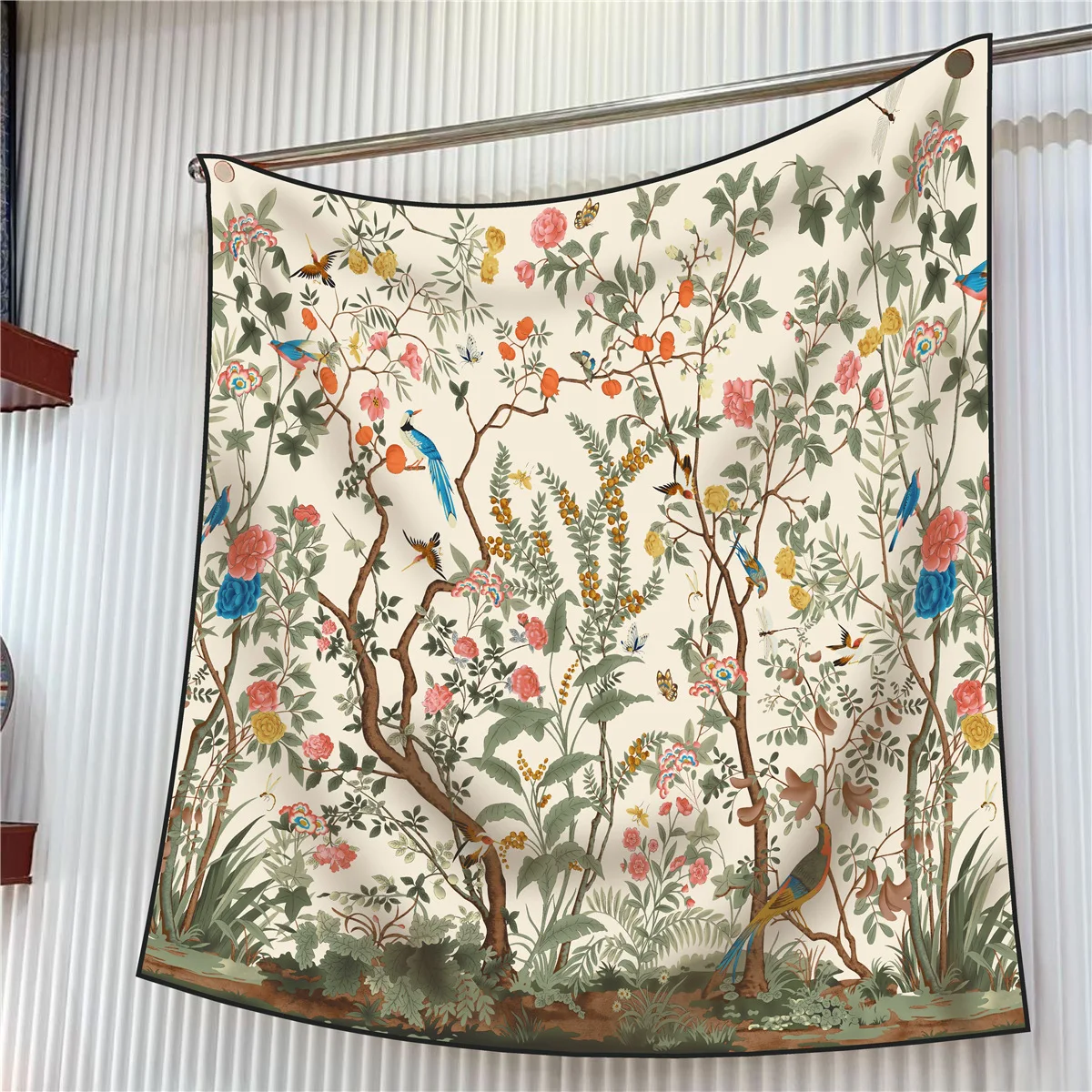 French Street Fashion - Écharpe d'oiseau florale française de 90cm-châle