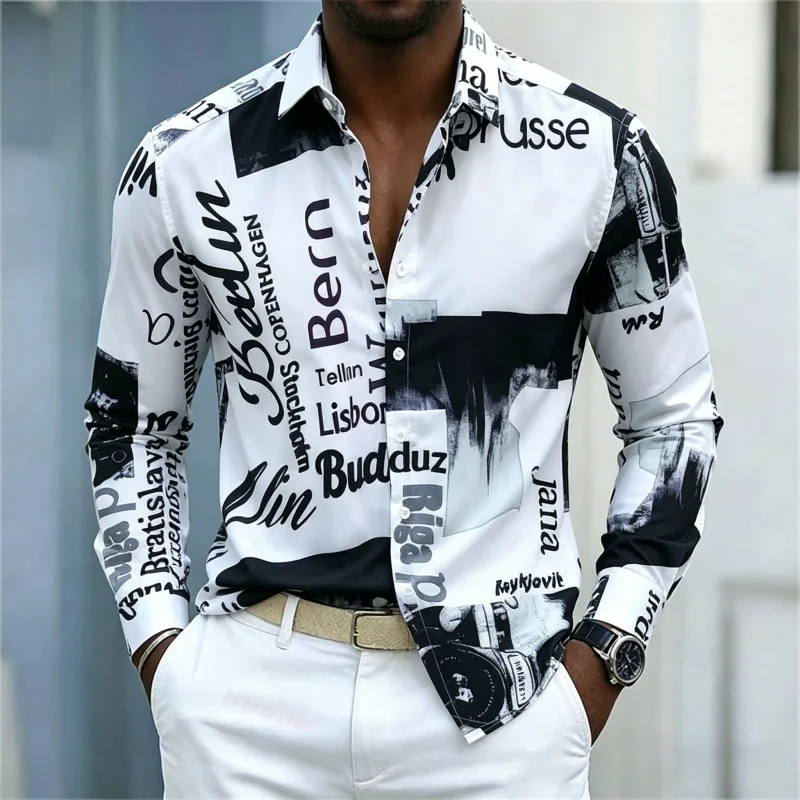 Chemise à manches longues impr - Street Fashion Men avis et prix