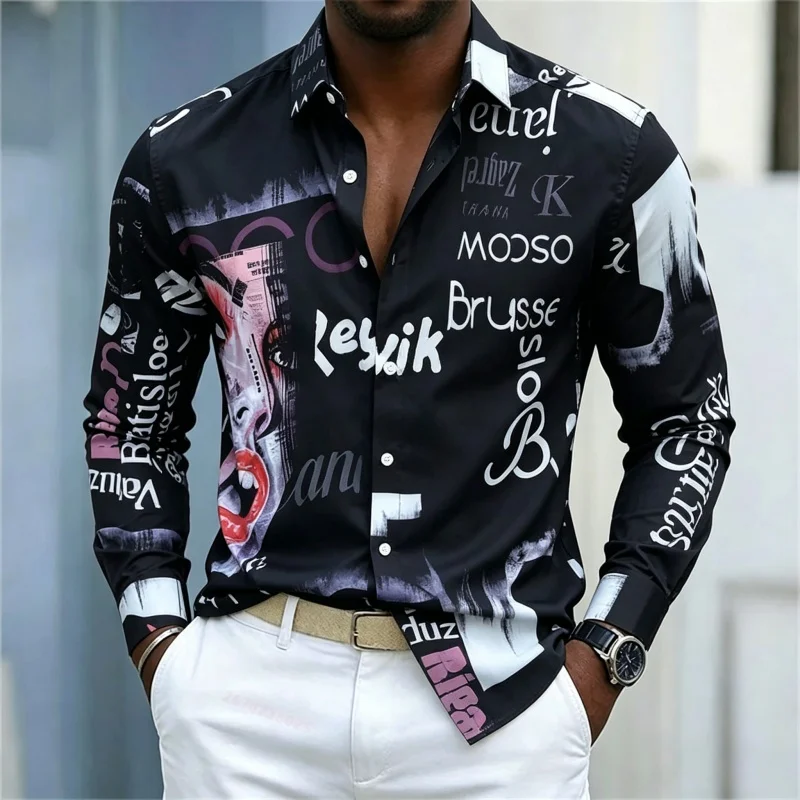 Chemise à manches longues impr - Street Fashion Men avis et prix