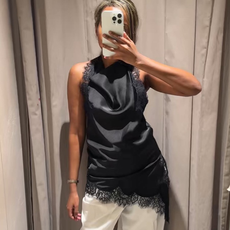 Tuularose noir dentelle gilet  - Street Fashion Look avis et prix