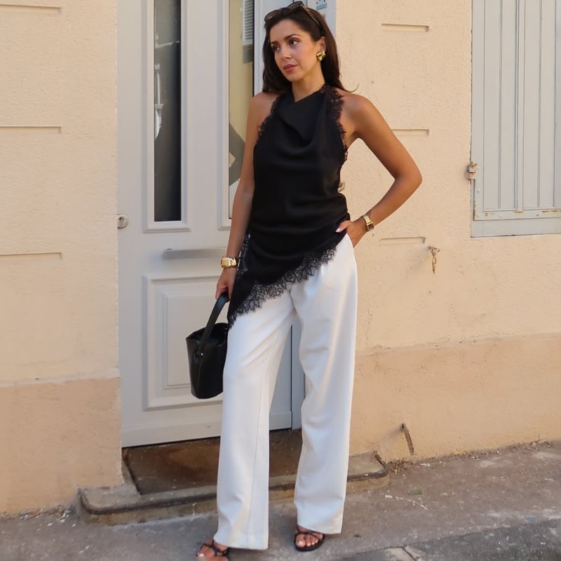 Tuularose noir dentelle gilet  - Street Fashion Look avis et prix