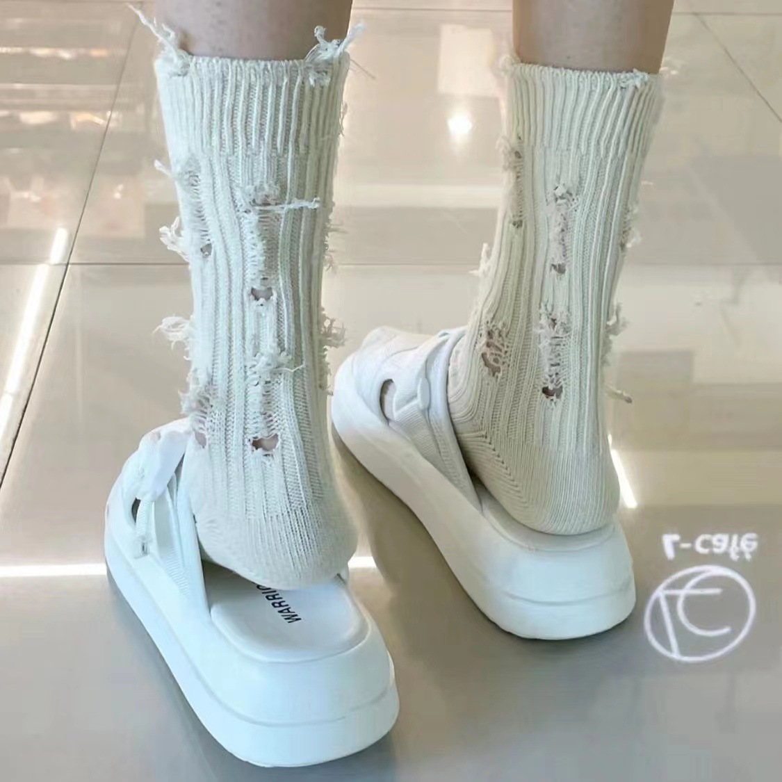 Chaussettes longues en coton p - Street Fashion Korean Girl avis et prix