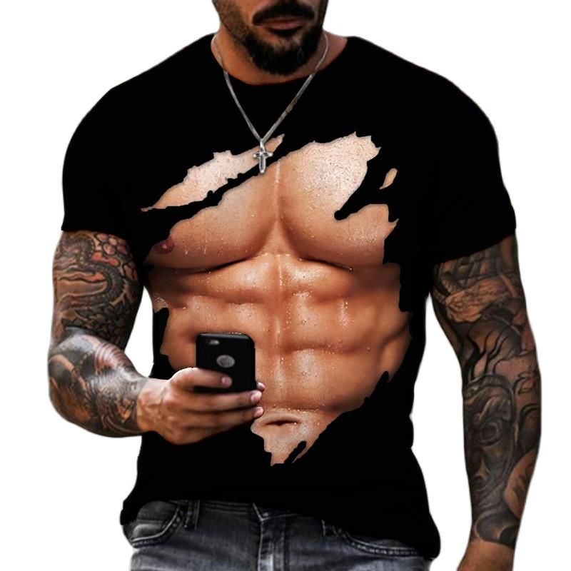 T-shirt musculaire imprimé 3D  - Street Fashion For Short Guys avis et prix