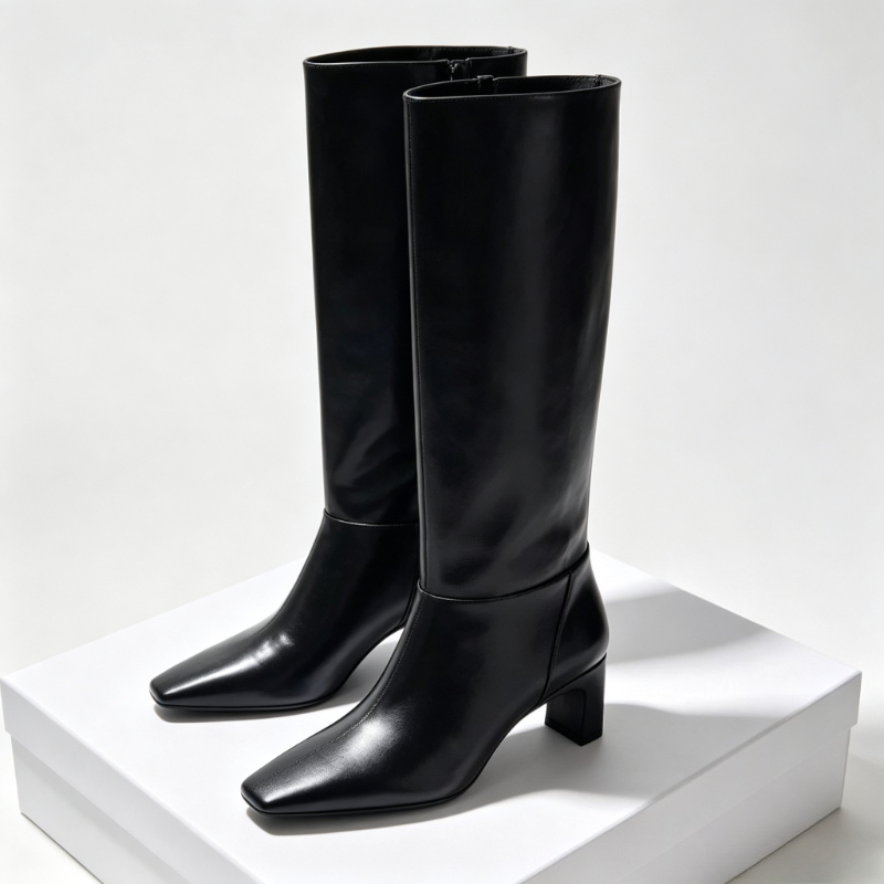 Bottes longues en cuir à talon - Street Fashion Female avis et prix