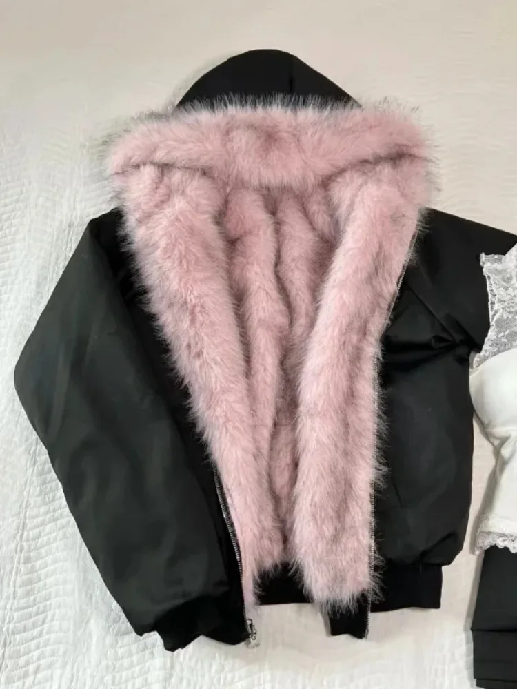 Manteau patchwork de fourrure  - Street Fashion Korean Girl avis et prix