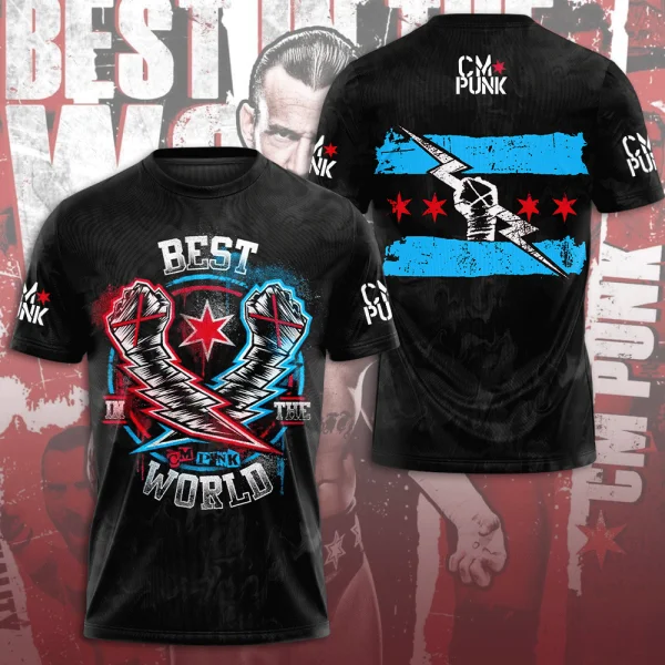 T-shirt imprimé 3D CM Punk, mo - Street Fashion For Short Guys avis et prix